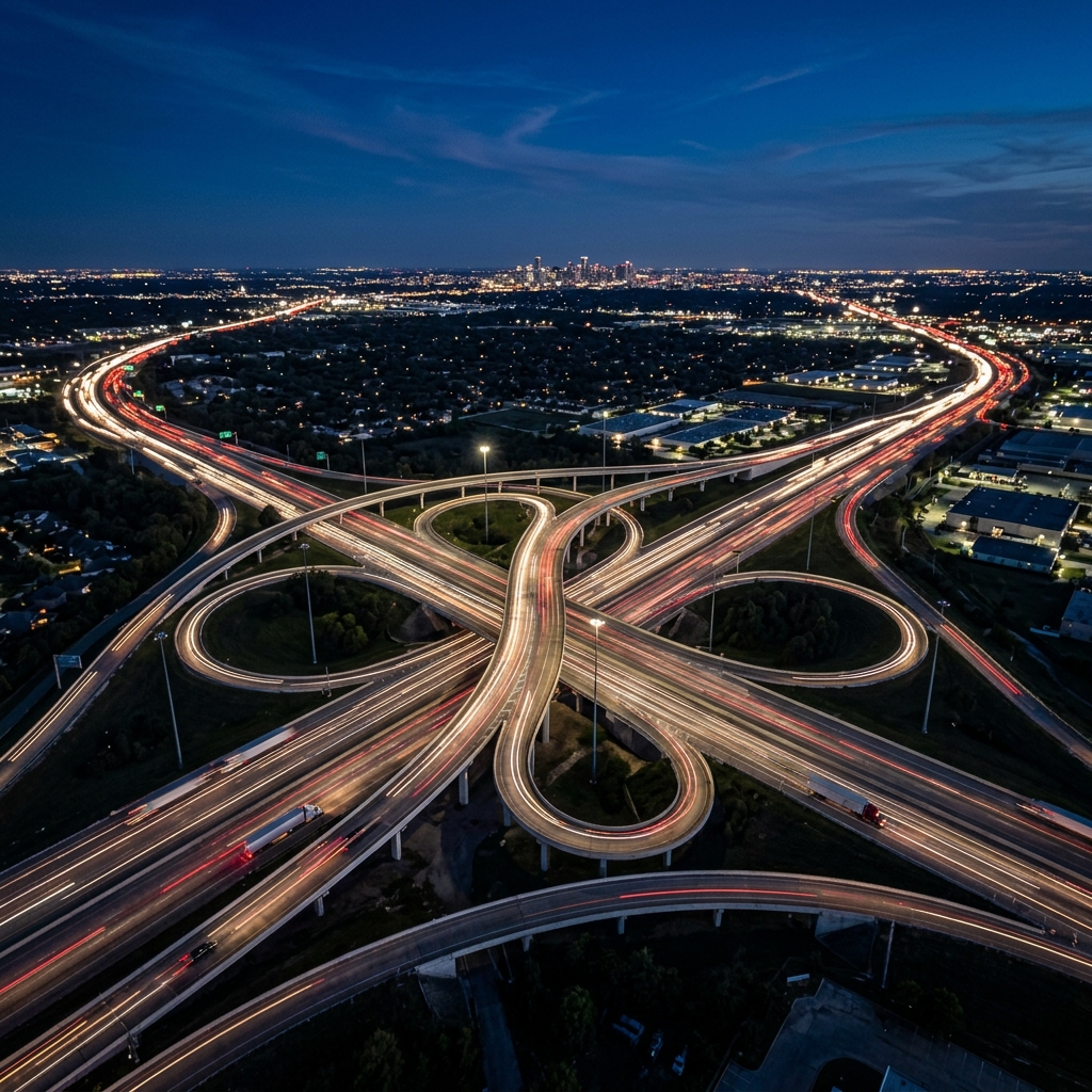 Highway aerial view for freight factoring